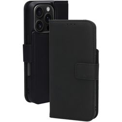 Mobiparts iPhone 16 Pro MagSafe Cover Ægte læder Aftageligt 2-i-1-pungetui med Seddelrum - Sort