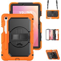 Mobigear SureGrip XGuard Samsung Galaxy Tab S11 Etui Tworzywo sztuczne / Silikon Etui plecki + Uchwyt na rysik + Pasek na ramię + Podstawka - Pomarańczowy