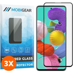 Mobigear Premium Samsung Galaxy A51 Cristal templado Protector de pantalla - Compatible con fundas - Negro (pack de 3)