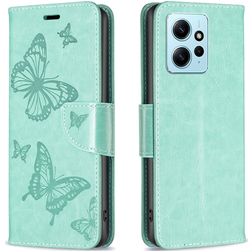 Mobigear Butterfly Xiaomi Redmi Note 12 Pungetui med Seddelrum - Grøn