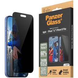 PanzerGlass Ultra-Wide Fit iPhone 16 Plus Tempered Glass Screen Protector Privacy - Case Friendly - Black