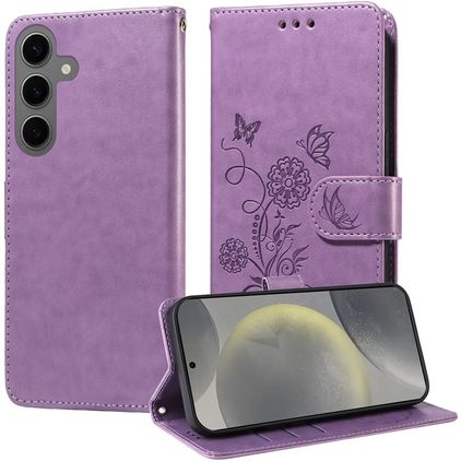 Mobigear Flowers Samsung Galaxy S25 Wallet case - Purple