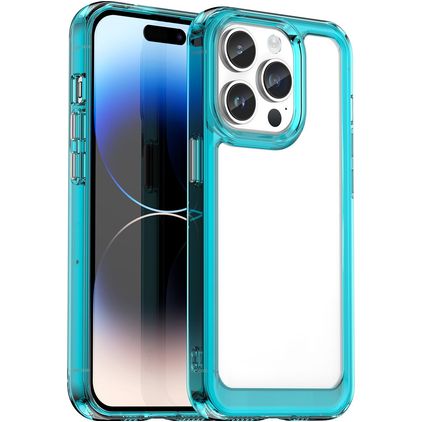Mobigear Crystal iPhone 15 Pro Max Funda Plástico rígido Carcasa - Transparente / Turquesa