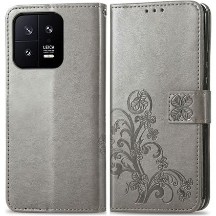 Mobigear Clover Xiaomi 13 Lompakkokotelo + Setelitasku - Harmaa