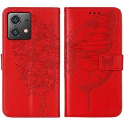 Mobigear Butterfly Motorola Moto G84 Lompakkokotelo + Setelitasku - Punainen