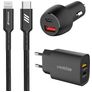 Mobigear Essentials Carregador + carregador de isqueiro + cabo Apple Lightning 1 m Power Delivery 48W - Preto