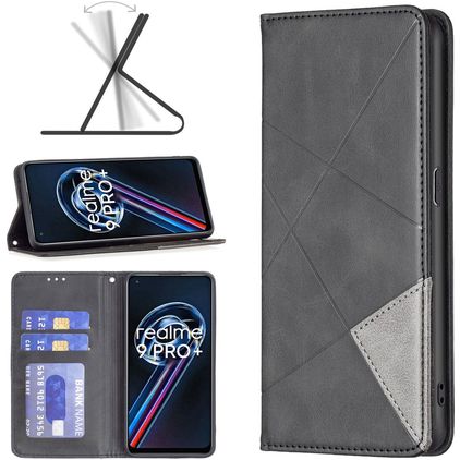 Mobigear Rhombus Slim Realme 9 Pro Plus Funda tipo libro - Negro