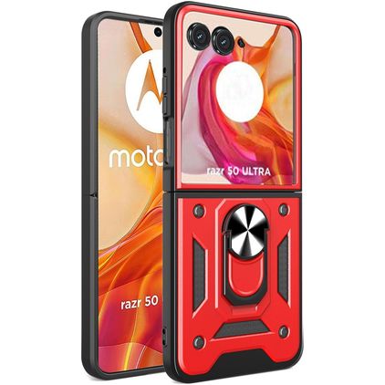 Mobigear Armor Ring Motorola Razr 50 Ultra Hardcase Back cover Antiurto con anello - Rosso