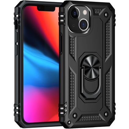 Mobigear Armor Ring iPhone 13 Hardcase Back cover Antiurto con anello - Nero