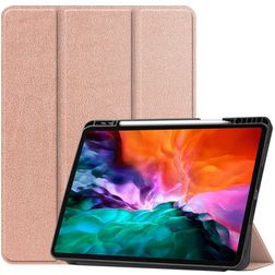 Mobigear Tri-Fold Gel iPad Pro 12,9 palce (2021) TPU / Umělá kůže Knížkové pouzdro + Držák na stylus - Růžově zlatá