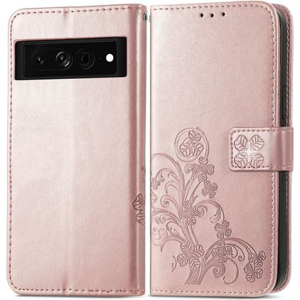 Mobigear Clover Google Pixel 7 Cover a libro portafoglio - Oro rosa