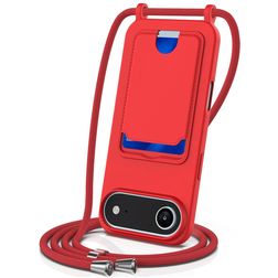 Mobigear Lanyard Card iPhone Air Silicone Capa com cordão e porta-cartões - Vermelho