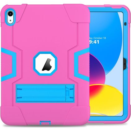 Mobigear ShieldStand iPad 10 (2022) Plastica rigida / Silicone Back cover + Supporto - Blu / Magenta