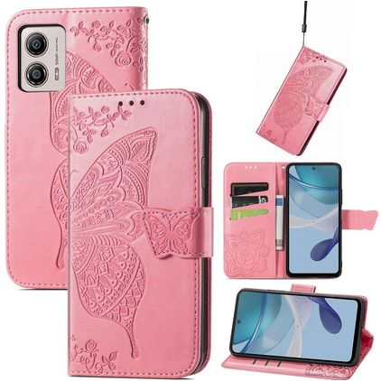 Mobigear Butterfly Motorola Moto E13 Funda tipo libro Cartera - Rosa