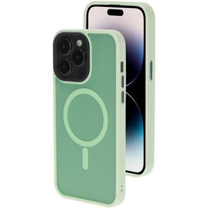 Mobiparts Hardcover iPhone 14 Pro MagSafe Hardcase Etui plecki - Satin Light Green