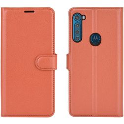 Mobigear Classic Motorola One Fusion Plus Pungetui med Seddelrum - Cognac