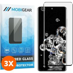 Mobigear Curved Samsung Galaxy S20 Ultra Glas Skærmbeskytter - Case Friendly - Sort (3-pak)