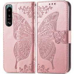 Mobigear Butterfly Sony Xperia 5 IV Wallet case - Rose Gold