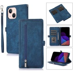 Mobigear Zipper iPhone 14 Plånboksfodral med sedelfack - Blå