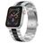 Mobigear Lissabon Ruostumaton teräs Apple Watch Ranneke Perhoslukko - 42/41/40/38 mm - Musta / Hopea