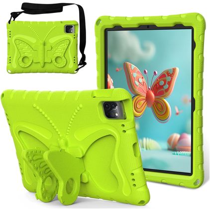 Mobigear Butterfly iPad Air 11 pollici (2024) Schiuma EVA Back cover + Tracolla + Supporto - Verde