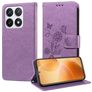 Mobigear Flowers Xiaomi 14T Pro Pungetui med Seddelrum - Lilla
