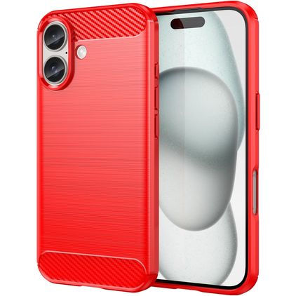 Mobigear Brushed Slim iPhone 16 Plus Fleksibel TPU Bagsidecover - Rød