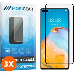 Mobigear Premium Huawei P40 Vidro temperado Película de ecrã - Compatível com capas - Preto (Pack de 3)
