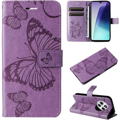 Mobigear Butterfly Xiaomi Redmi 14C Pungetui med Seddelrum - Lilla