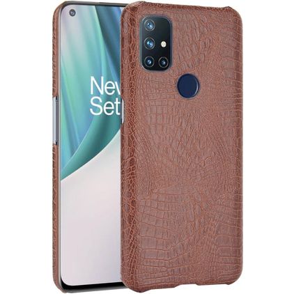 Mobigear Croco OnePlus Nord N10 5G Tvrdý plast Zadní kryt - Hnědá
