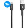 Mobigear Nylon Cabo USB-A para Apple Lightning MFI 3 m - Preto