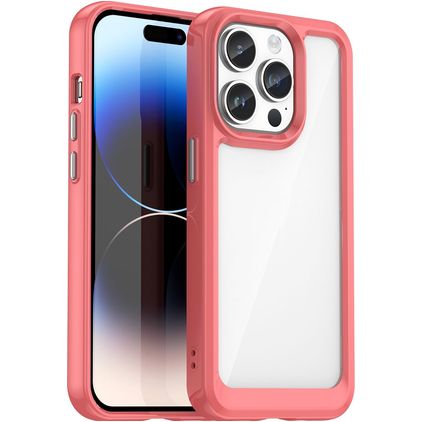 Mobigear Crystal iPhone 15 Pro Max Hardcase Back cover - Trasparente / Rosso