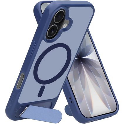 Mobiparts Hardcover iPhone 17 MagSafe Plástico rígido Capa traseira com suporte - Satin Blue