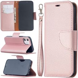 Mobigear Litchi Wallet Book Case Rose Gold Apple iPhone 12 Mini