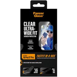PanzerGlass Ultra-Wide Fit FASTFIT iPhone 18 Pro Vidro temperado Película de ecrã - Compatível com capas + Moldura de instalação