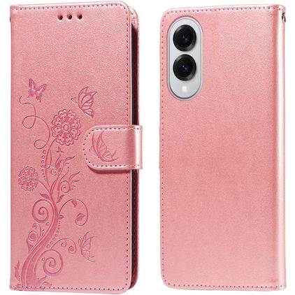 Mobigear Flowers Samsung Galaxy S25 Edge Funda tipo libro Cartera - Oro rosa
