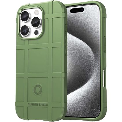 Mobigear Rugged Shield iPhone 16 Pro TPU flessibile Back cover Antiurto - Verde