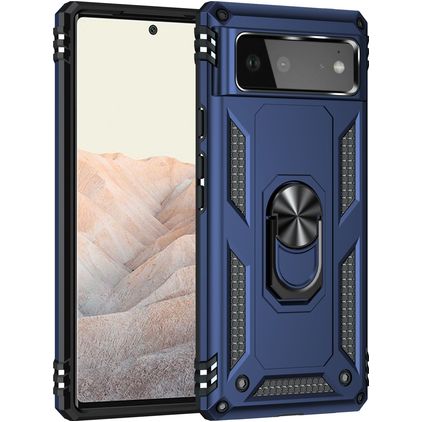 Mobigear Armor Ring Google Pixel 6 Hardcase Back cover Antiurto con anello - Blu