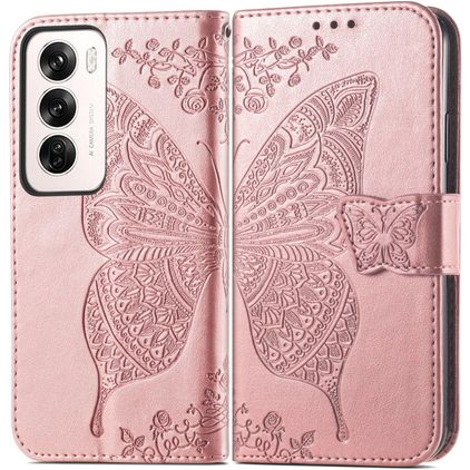 Mobigear Butterfly OPPO Reno 12 Pro Cover a libro portafoglio - Oro rosa