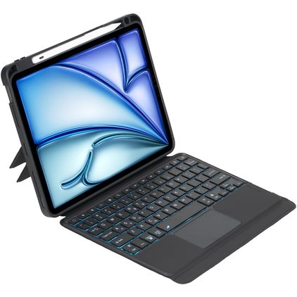 Mobigear Detachable Rotating iPad Air 11 Inch (2024) QWERTY Bluetooth Keyboard Wallet case + Stylus Holder - Black