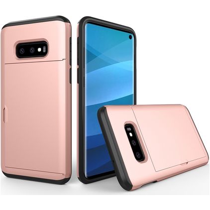 Mobigear Card Samsung Galaxy S10e Hard Case Back cover Shockproof with Card Holder - Rose Gold