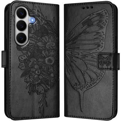 Mobigear Butterfly Samsung Galaxy A27 Cover a libro portafoglio - Nero