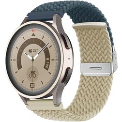 Mobigear Braided Dual Bracelete Nylon Fecho dobrável para Smartwatch - 22 mm - Branco / Azul escuro