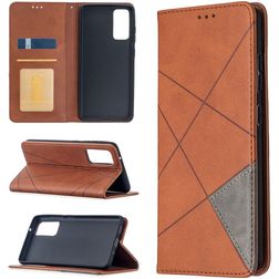 Mobigear Rhombus Slim Samsung Galaxy S20 FE Cover a libro - Marrone