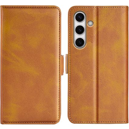 Mobigear Slim Magnet Samsung Galaxy S24 FE Pungetui med Seddelrum - Cognac