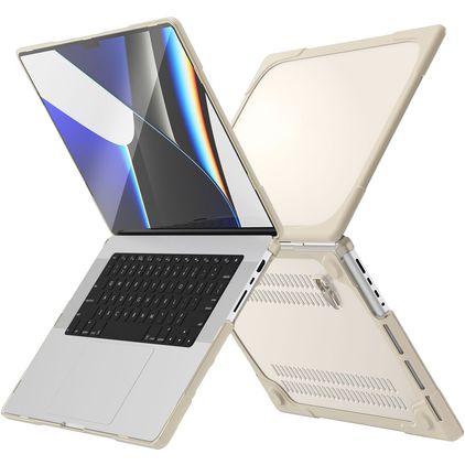 Mobigear Shockproof MacBook Pro 14 polegadas (2021-2026) Capa rígida para MacBook - Cinzento-acastanhado - Modelo A2442 / A2779 / A2918 / A2992 / A3401 / A3112 / A3434 / A3427 / A3426