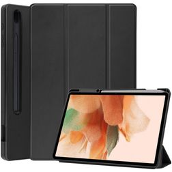 Mobigear Tri-Fold Gel Samsung Galaxy Tab S7 FE TPU / Poliuretano (PU) Cover a libro + Portapenna - Nero