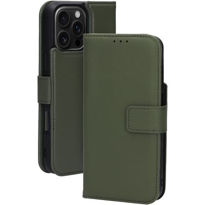 Mobiparts iPhone 16 Pro Max MagSafe Case Genuine Leather Detachable 2-in-1 Wallet Case Wallet - Green