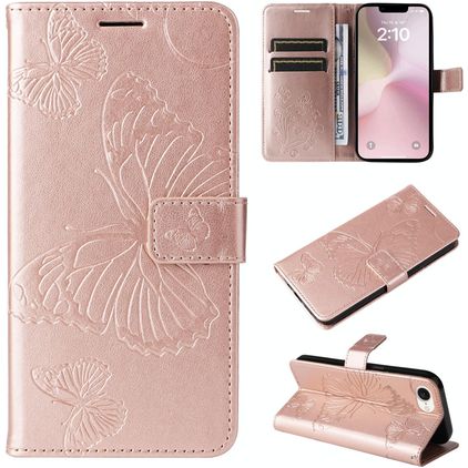 Mobigear Butterfly iPhone 17e Funda tipo libro Cartera - Oro rosa