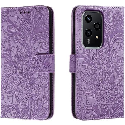 Mobigear Flowers HONOR 200 Lite Capa livro Carteira - Roxo